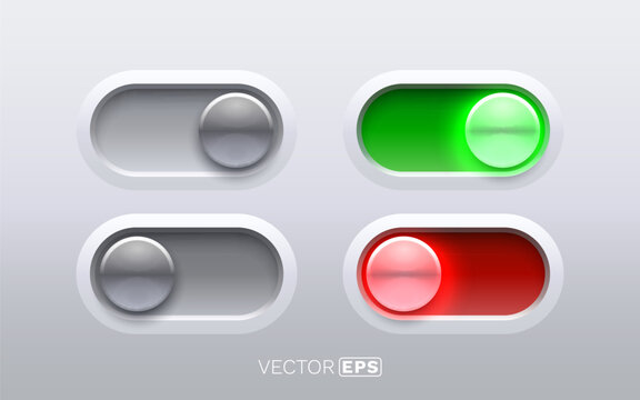 Set of Neumorphic Toggle Switches for UIUX Design.
