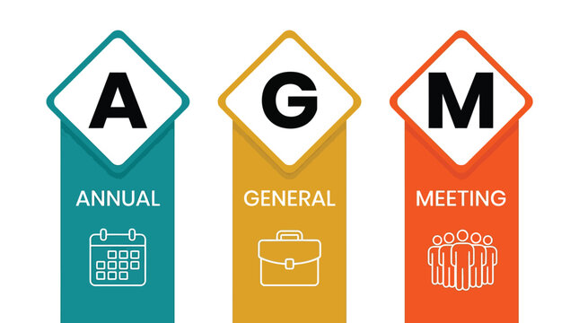 Annual General Meeting AGM corporate infographic with icons on white background