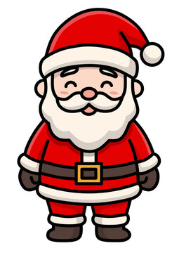 Cute cartoon Santa Claus character isolated on a white background.