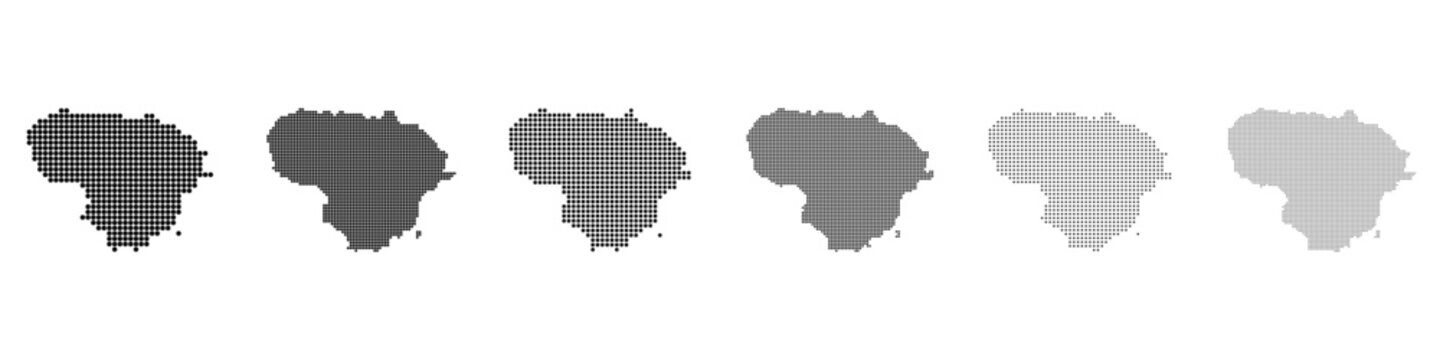 Dot mosaic Lithuania outline map set