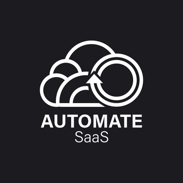 Automate SaaS cloud sync and rotation logo vector template, workflow automation icon