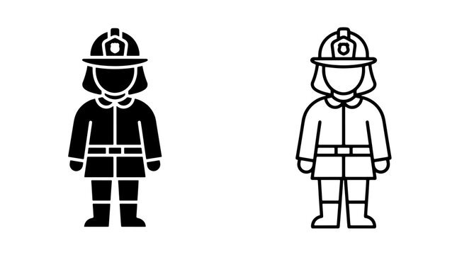 Minimalist firefighter firefighter icons in solid and outline vector style