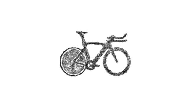 Sketch triathlon bicycle icon animation - smooth progressive reveal