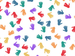 Obraz premium Childish Hand Stamp Print Colorful Background