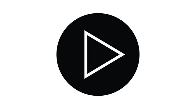 Play button icon within a black circle is a flat silhouette