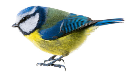Isolated vibrant blue tit bird perched, showcasing beautiful colorful plumage and delicate features © Conor