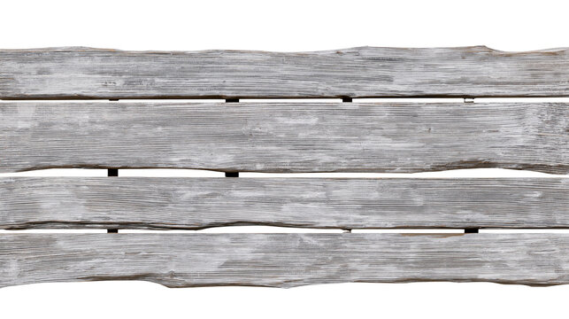 Isolated horizontal weathered gray wooden boards with distressed rustic texture and natural timber surface