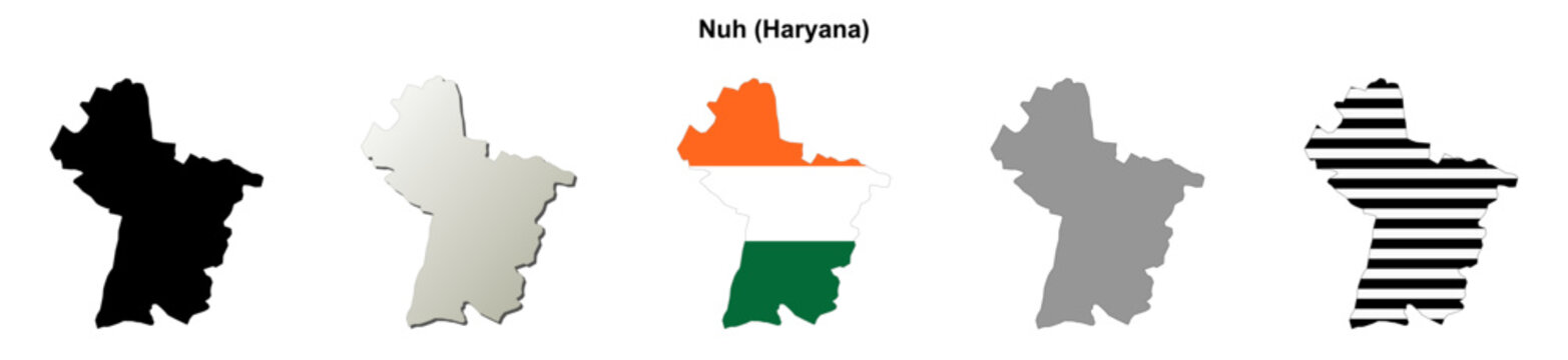 Nuh (Haryana) blank outline map set