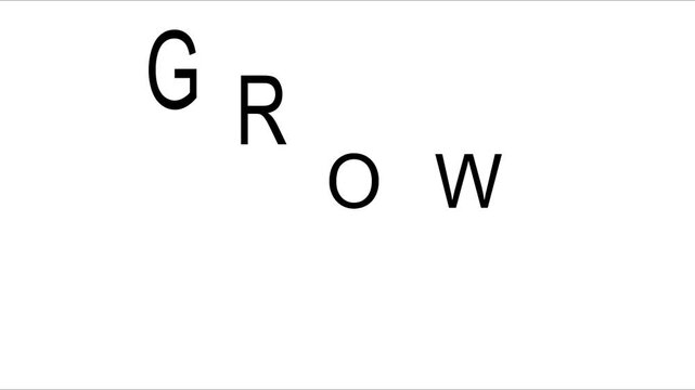 Minimalist grow typography animation for business growth and personal development concepts 4k motion development