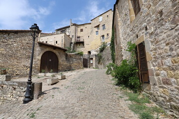 Fototapeta premium Vieille rue pavée, village de Cordes sur Ciel, département du Tarn, France