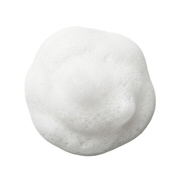Thick white soap foam texture with bubbly surface patterns captured in bright studio lighting on transparent background
