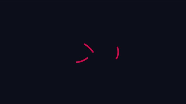 Minimalist red loading spinner animation on dark 4k background, for digital interface