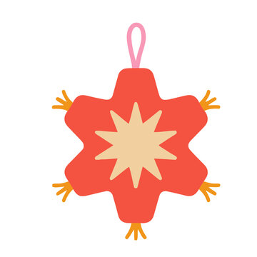 Red star pi?ata with yellow streamers