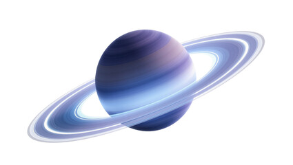 Striped gas giant planet with luminous rings, isolated on transparent background © GODSTOX