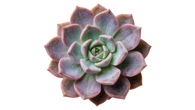 Echeveria succulent plant with layered purple and green leaves, isolated on transparent background