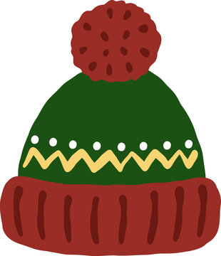 cute winter holiday beanie hat knitting clothes outfits apparel vector illustration