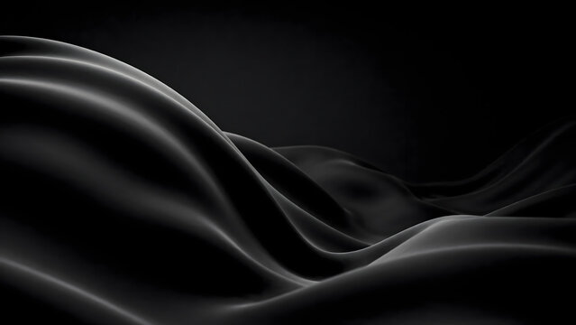 Abstract dark background, featuring flowing black, fabric waves with, soft light and, deep shadows for, luxury and visual projects