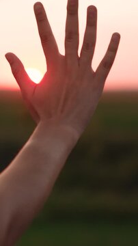 Happy woman showing hand sign sunset, people nature, man outdoors, travel picnic sunset, faith love hope, countryside lifestyle concept, evening sky glow, community help concept, wanderlust travel