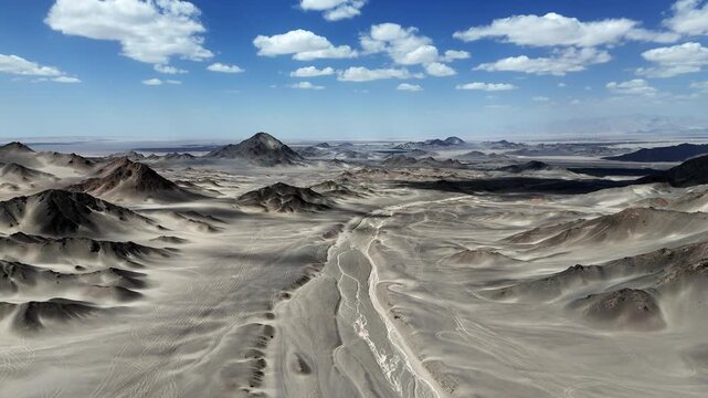 black du mountain gobi desert landscape and rock formations under blue sky