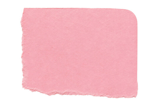 A single piece of pink paper with a torn edge isolated on a clean white background for design
