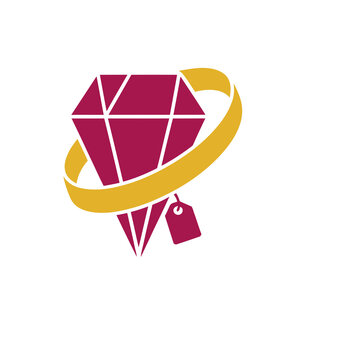 Gemstone with price tag and ring logo