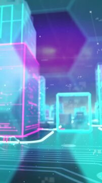 Futuristic-ai-background and opener intro in digital cityscape