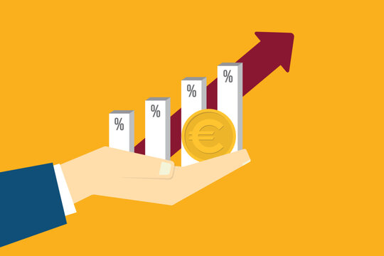 Investment Return Concept with Euro Coin and Rising Percentage Growth