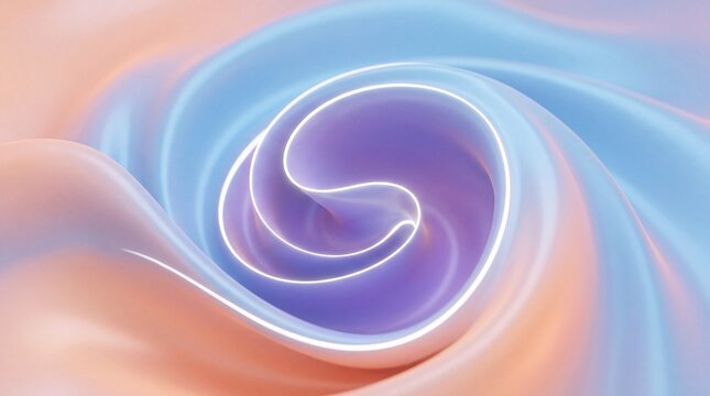 Abstract 3D Pastel Swirl with Glowing Curved Edge