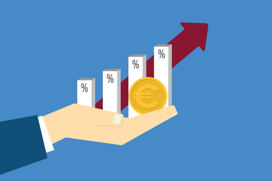 Euro Currency Growth Concept with Rising Percentage Bars and Financial Arrow