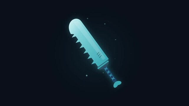 Glowing Sci Fi Serrated Blade Animation For Futuristic Video Game Weapon Concept And Digital Interface Design Elements High Quality Motion Asset