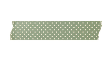 A strip of sage green washi tape with a white polka dot pattern isolated on a white background © Sapphire