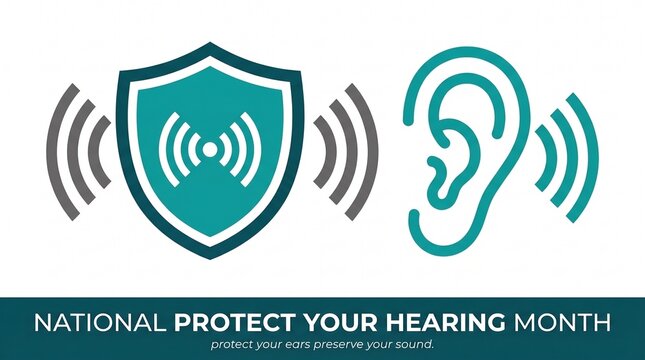 National Protect Your Hearing Month Medical Vector Banner
