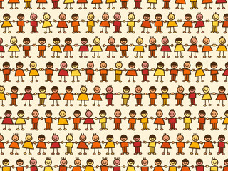 Fototapeta premium Colorful Paper Dolls Nursery Wallpaper Design