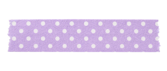 A strip of purple washi tape featuring a repeating white polka dot pattern on white background © Sapphire