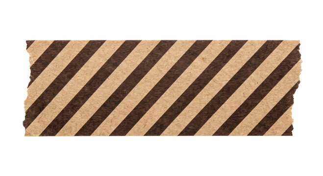 Striped brown adhesive tape strip with a textured paper surface isolated on white background