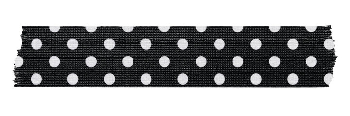 Black washi tape strip with a white polka dot pattern isolated on a clean white background © Sapphire
