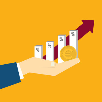 Economic Growth Concept with Euro Currency, Percentage Increase and Rising Arrow