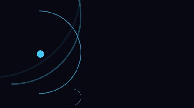 Minimalist abstract orbiting circles and glowing point motion animation 4k background