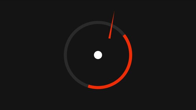 Minimalist circular loading spinner animation with red progress indicator on dark 4k background