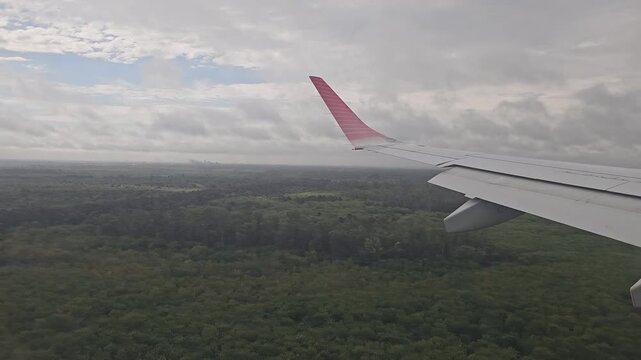 Airplane on Final Approach over Forest at Ezeiza Airport