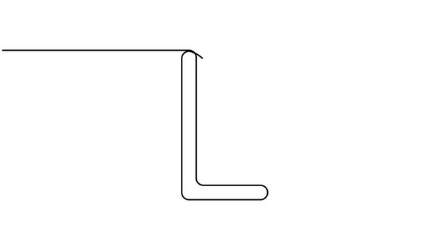 Modern alphabetical lettering l icon sign continuous one line drawing on white background minimalist contemporary rudiments handwriting concept symbol animation video