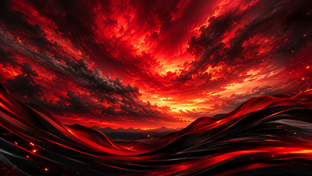 Dramatic glowing red lava abstract background with fiery texture and smoke
