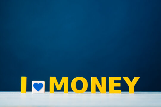 Love of money, wealth and personal finance concept with heart symbol
