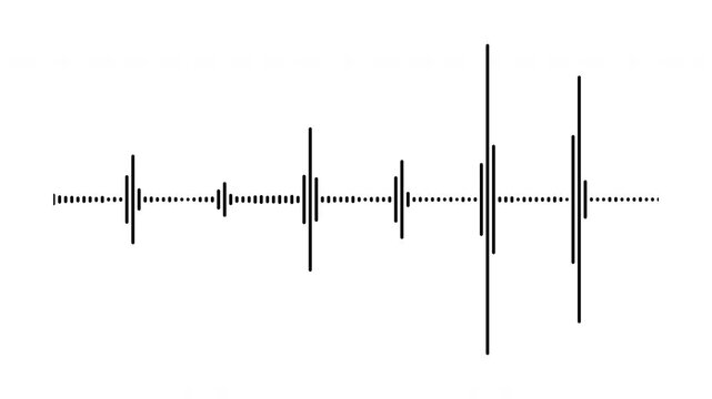 Individual sound wave patterns on a white background; black line sound wave visualization; sound recording; transparent background sound wave visualization; sound wave animation on a white background.