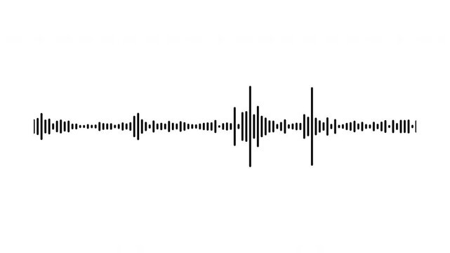 Individual sound wave patterns on a white background; black line sound wave visualization; sound recording; transparent background sound wave visualization; sound wave animation on a white background.
