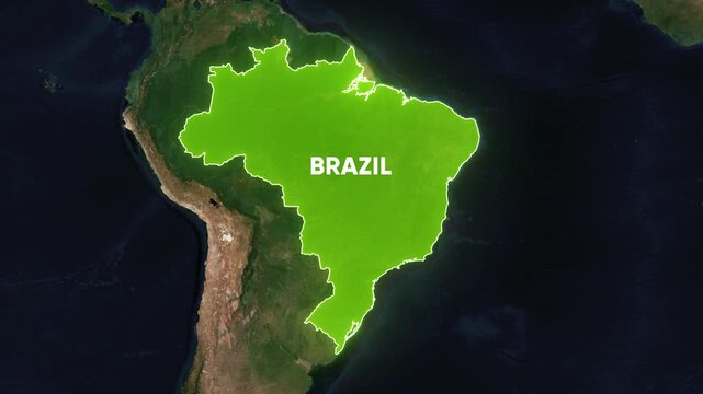 Brazil Amazon Rainforest Map Animation South America Geographic View.