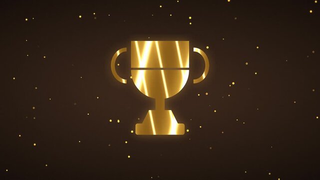 Golden Trophy Cup with Sparkling Starry Background for Award Ceremony or Achievement Display