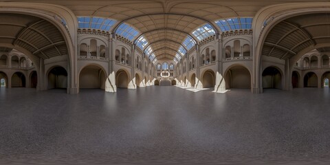 Obraz premium Large Historic Interior Hall Equirectangular Panorama 3D Render