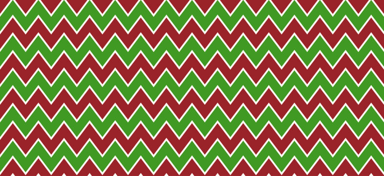 Candy cane zigzag seamless pattern, chevron green red and white christmas background