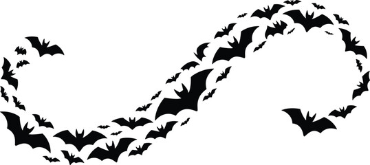 Obraz premium Flying Bats Silhouette Wave Pattern Halloween Vector Illustration for Spooky Seasonal Design and Decoration